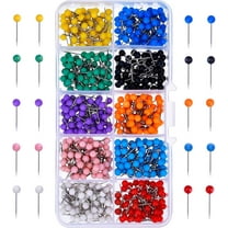 500 Pieces Map Push Pins Map Tacks Plastic Round Head Tacks with Steel Points, 1/8 Inch, 10 Colors