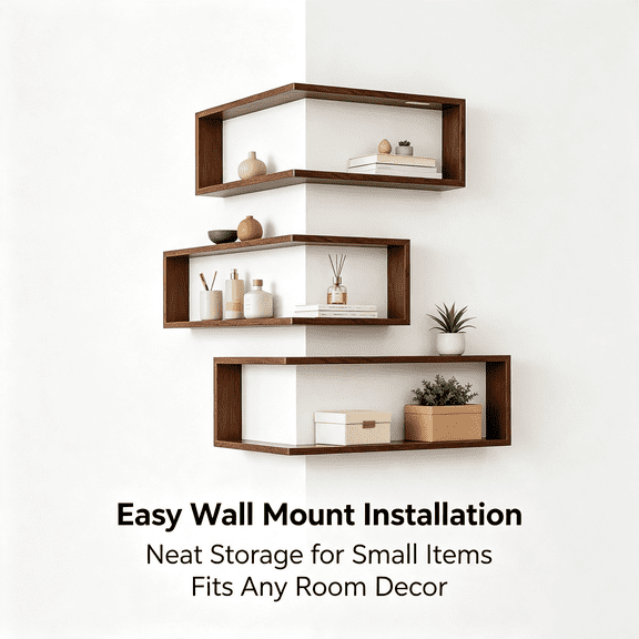 Renyuanyuan Wall Corner Shelf, 1pcs Wall Mount Decor Storage Unit for Room Display
