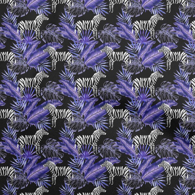 oneOone Cotton Poplin Royal Blue Fabric Tropical Abstract Leaf With Animal Sewing Craft Projects Fabric Prints By Yard 42 Inch Wide