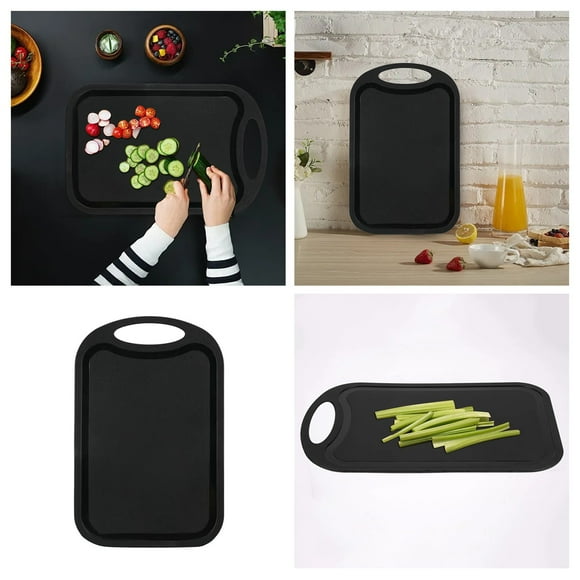 Hbdhejl Plastic Chopping Block Meat Vegetable Cutting Board Non Overflow With Hang Hole Chopping Board Black