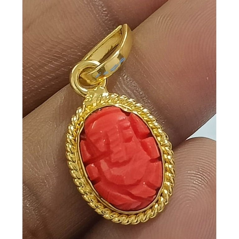 Coral ganesha deals pendant