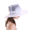 thumbnail image 4 of Women's Organza Derby Hat Fascinator for Wedding Bridal Tea Party/White, 4 of 5