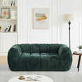 thumbnail image 2 of Chenille Pure Foam Sofa, Modern Quilted Cloud 2-Seater with Deep Seats, Rounded Armrests, for Living Room, Bedroom, Apartment, Green, 2 of 9