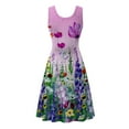 thumbnail image 5 of USSUMA Summer Dresses for Women Casual Floral Print Mini Flowy Swing Beach Party Sundresses Sleeveless Plus Dresses Crew Neck Sun Dress Wedding Guest, 5 of 5