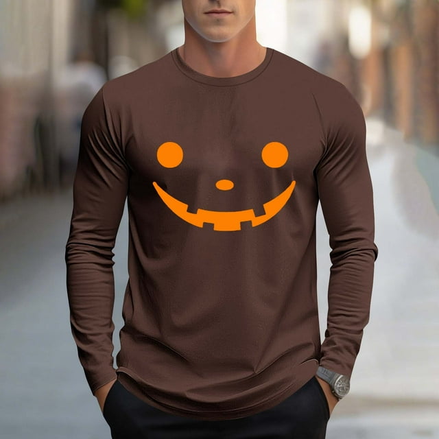 Handshe Mode Homme Décontracté Imprimé Sport Manches Longues Col Rond Blouses Chemises - Blouse Homme pour Toutes les Saisons, Costumes Halloween Homme Adulte