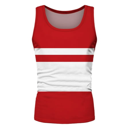 

Cathalem Tops for Men Loose Fit with Bra Men Summer Striped Casual Beach Top Shirt Elegant Sports Slim Fit Shirts for Men Vest Red XX-Large