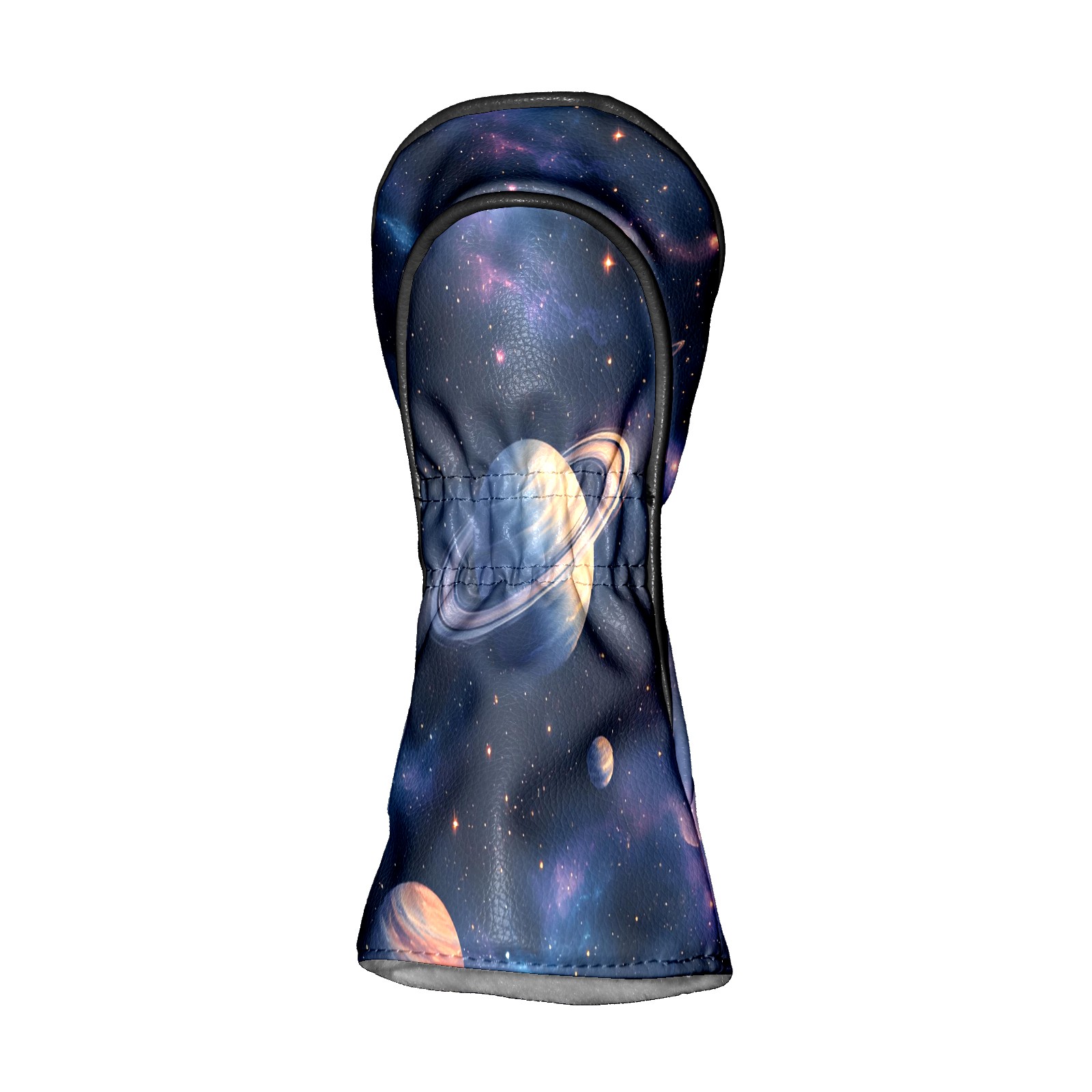 Golf Club Covers, Dark Blue Celestial Planets Premium PU Leather Driver Hybrid Putter Head Covers with Velvet Lining, Waterproof Golf Gifts for Men Women
