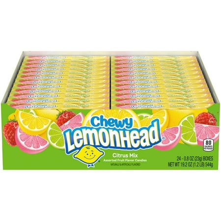 Chewy Lemonhead, Fiercely Citrus Candy, 0.8 Oz., (Box of 24)