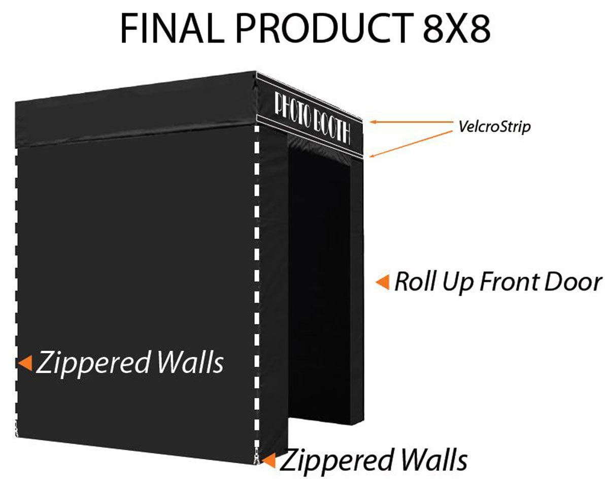 Impact Canopy 8 x 8 Pop Up Portable Photo Booth, Photo Tent, Pop Up Photo Studio Booth, Sidewalls, Roller Bag, Black