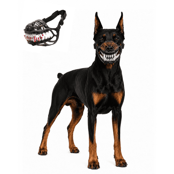 Hell Hound Monster Muzzle Scary Natural Latex Dog Costume Muzzle For Halloween Party Cosplay Dogs Beast Terror Pet Lifelike Teeth Mask Photo Shoots Trick or Treat with Adjustable Straps