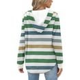 thumbnail image 4 of Craaazy Hoodies for Women Striped Printed Drawstring Long Sleeve Button V Neck Casual Shirts Gifts, 4 of 5