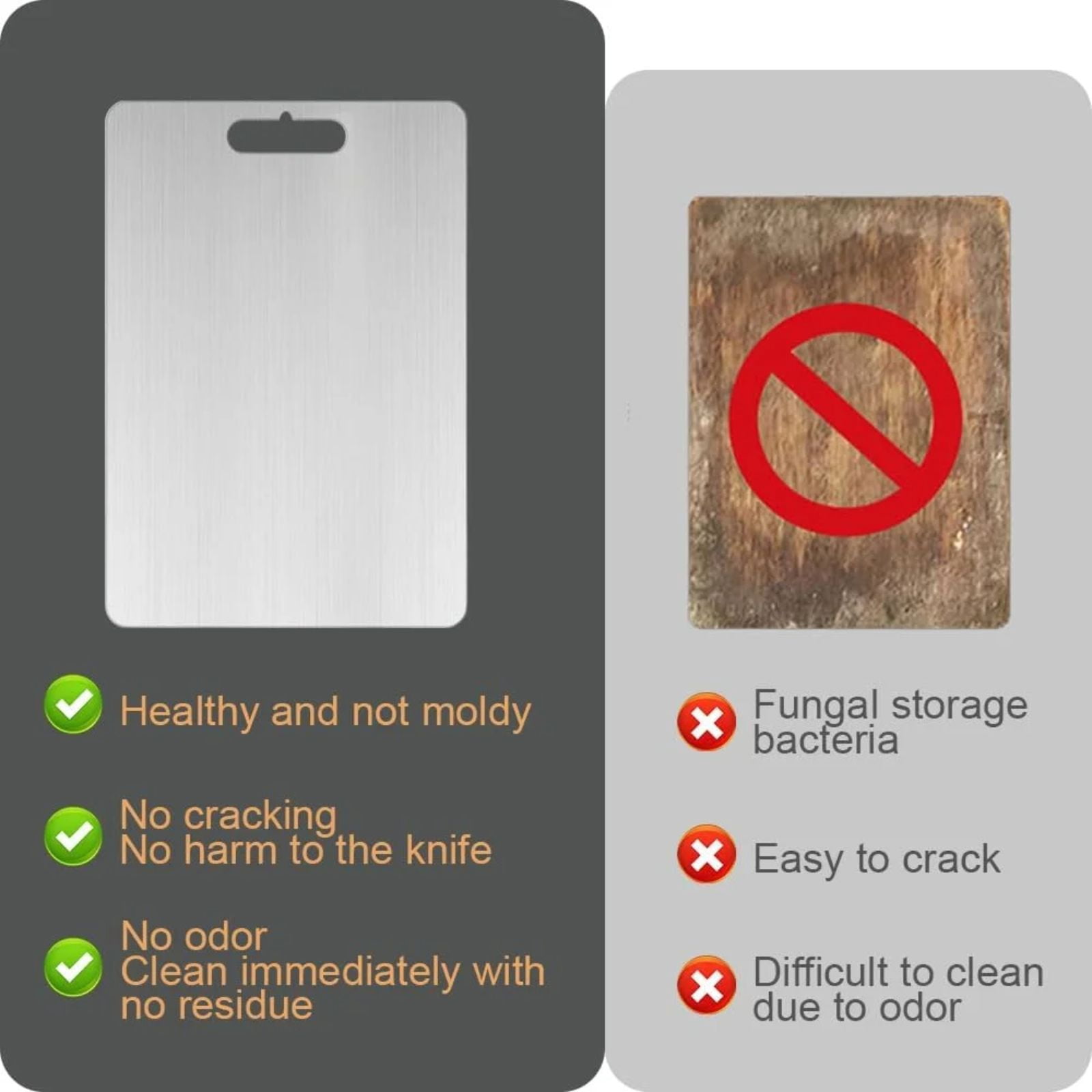 Sleek Stainless Steel Chopping Board – Durable, Easy-to-Clean Kitchen Cutting Board with Built-in Hanging Hole L