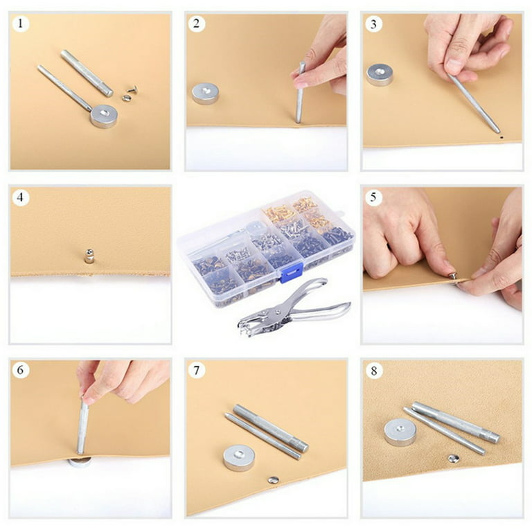 YiChuangXin 300 Sets Silver Stainless Steel Leather Rivets Double Cap Rivet Tubular Metal Studs Repairs Decoration Craft Accessories for Leather Craft Clothes