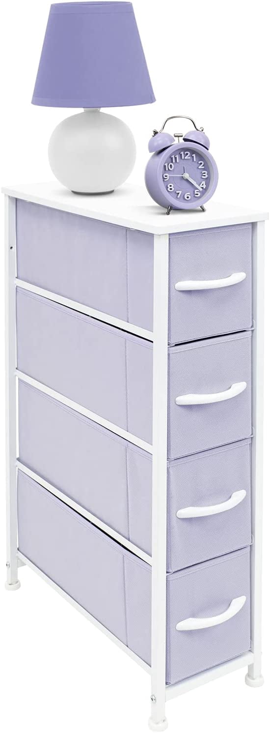 Sorbus Narrow 4-Drawer Dresser: Compact Storage for Children and Adults in Bedrooms, Bathrooms, and Laundry (Purple)