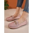 thumbnail image 3 of Rhinestone & Chain Decor Litchi Embossed Loafers, Black Fashionable Rhinestone & Metallic Chain Decor Solid Color Loafers, 3 of 4