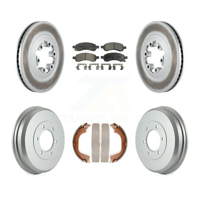 Transit Auto Front Rear Coated Disc Brake Rotors Semi-Metallic Pads and Drum Kit for Car Chevrolet Colorado GMC Canyon KGF-102406