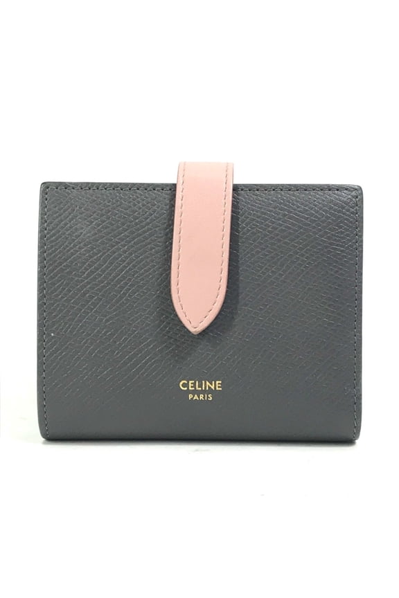 Pre-Owned CELINE 10H263BRU.10GV Bicolor Compact Trifold wallet Gray x pink (Good)