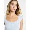 thumbnail image 4 of No Boundaries Sleep Pointelle Knit Baby Tee, Women’s XXS-3X, 4 of 5