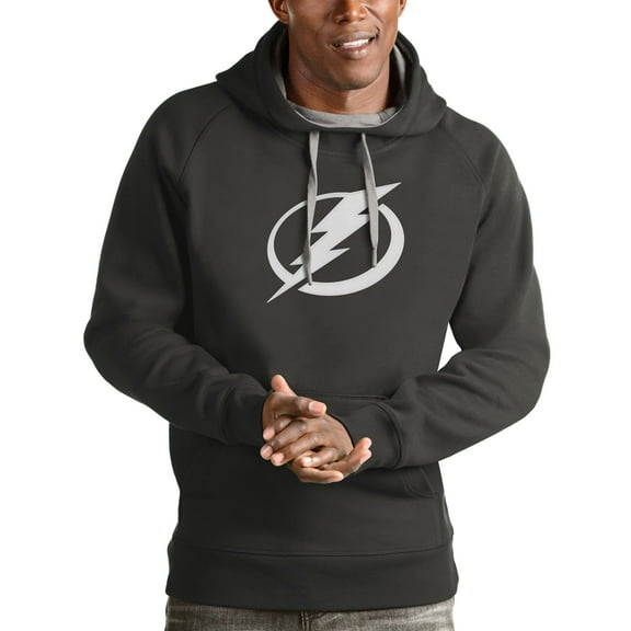 Men's Antigua Charcoal Tampa Bay Lightning Logo Victory Pullover Hoodie