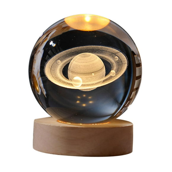 Lámpara de noche de bola de cristal de 60 mm Lámpara de noche de astronomía con base decorativa planetaria Diámetro de : 6 cm jinwen Luz de noche