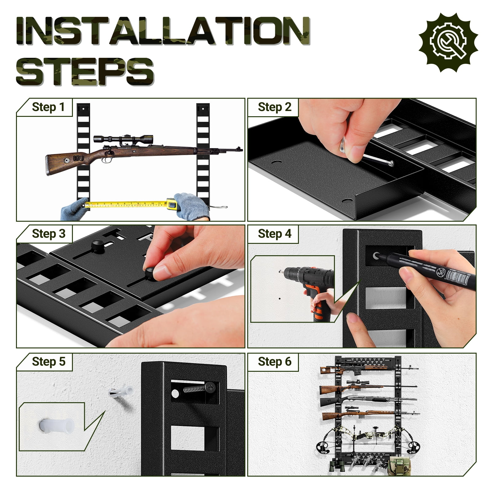 【ラッピング無料】 Gun Steel Duty Mount,Heavy Wall Rack Gun ZXMT Rack Wall for テレビ台