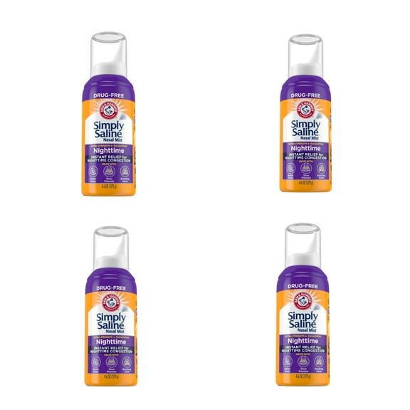 4 PK Simply Saline Plus Nighttime Nasal Mist Eucalyptus Extra Strength 4.25oz Ea