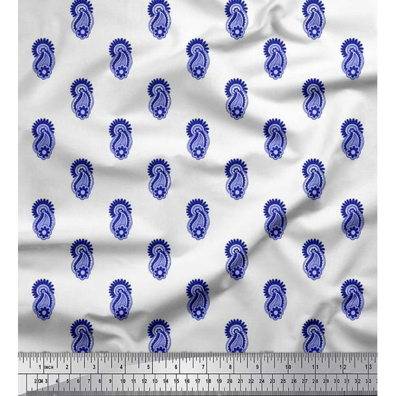 Soimoi Cotton Poplin Fabric Artistic Paisley Fabric Prints By Yard 42 Inch Wide