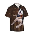 thumbnail image 2 of Siberian Husky Dog With Vintage American Flag Men's 3d Print Casual Button Down Shirts, Novelty Hawaiian Short Sleeves M, 2 of 8