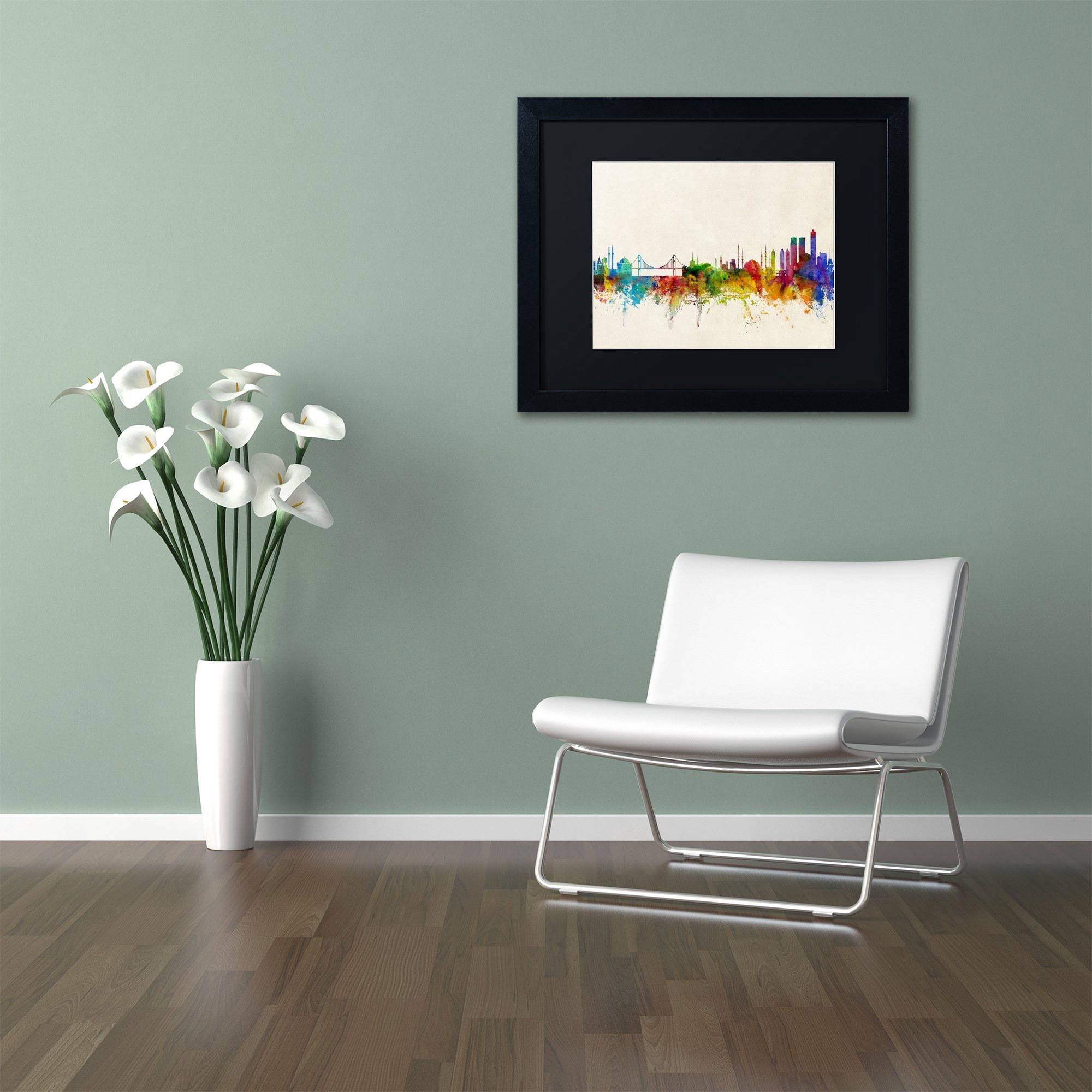 Trademark Fine Art 'Istanbul Turkey Skyline' Canvas Art by Michael Tompsett, Black Matte, Black Frame