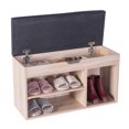 thumbnail image 1 of Basicwise QI003555.O 18 x 31.5 x 11.75 in. Entryway Storage Shoe Rack with Top Seat, Oak, 1 of 1
