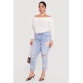 thumbnail image 2 of Women's Plus Size WAX Rolled Cuff Distressed Jeans, 2 of 4