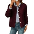 thumbnail image 3 of Women'S Knit Cardigan Sweaters Casual Long Sleeve Open Front Button Down Trendy Jackets Outerwear Wine Red S, 3 of 9