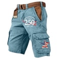 thumbnail image 2 of Mens Mermories Day 250th Anniversary Cargo Shorts, Vintage USA Flag Pattern Casual Summer Shorts Cargo Work Pants, 2 of 4
