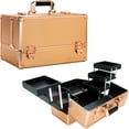 thumbnail image 1 of VER Beauty Makeup Train Case 6 Extendable Trays with Lock and Keys Cosmetics Organizers in Rose Gold Dot, 1 of 7