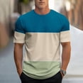 thumbnail image 7 of Afuyipoi Men's Color Block Sport Tee,Breathable Two-Tone Relaxed Athletic Shirts Sky Blue L, 7 of 7