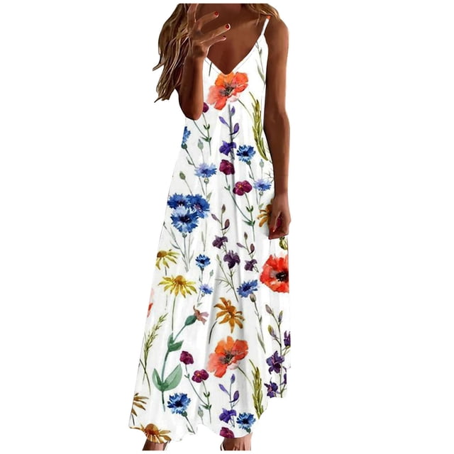 QIPOPIQ Robe Maxi Ample à Rayures Aguichant d'Été pour Femme 2024 Longueur au Sol Sans Manches Colorée Grande Taille Robes d'Été