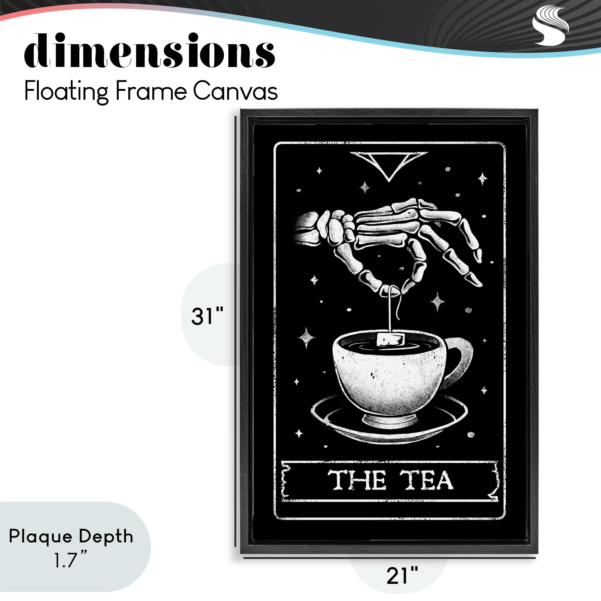 Stupell Industries The Tea Skeleton Tarot Black Framed Floater Canvas Wall Art, design by EduEly Designs