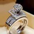 thumbnail image 2 of 2 Pcs/Set Women Jewelry 925 Silver Ring Cubic Zirconia Charm Party Gifts Sz 6-10, 2 of 8