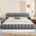 thumbnail image 2 of King Size Grounded Bed, Upholstered Platform Bed with Cloud Soft Headboard, Modern Low Profile Design Solid Wood Platform Bed, No Box Spring Needed, Gray, 2 of 8