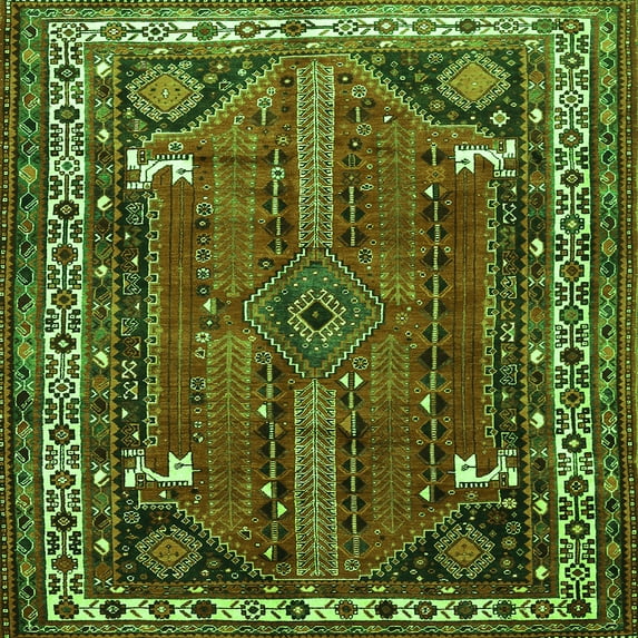 Ahgly Company Indoor Square Persian Green Traditional Area Rugs, 3' Square