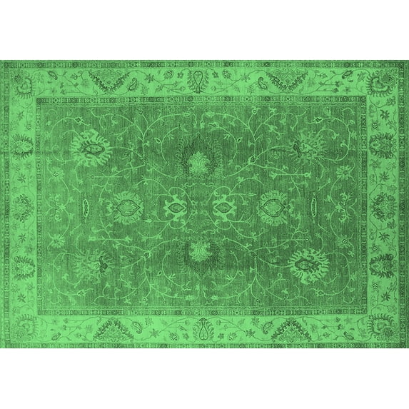 Ahgly Company Indoor Rectangle Oriental Emerald Green Traditional Area Rugs, 2' x 4'