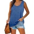 thumbnail image 2 of Ketyyh-chn99 Chemises Habillées pour Femmes Mode Blouse Ample Été Manches Courtes Tunique Décontractée Hauts Confortables Col Rond Bleu,2TG, 2 of 5