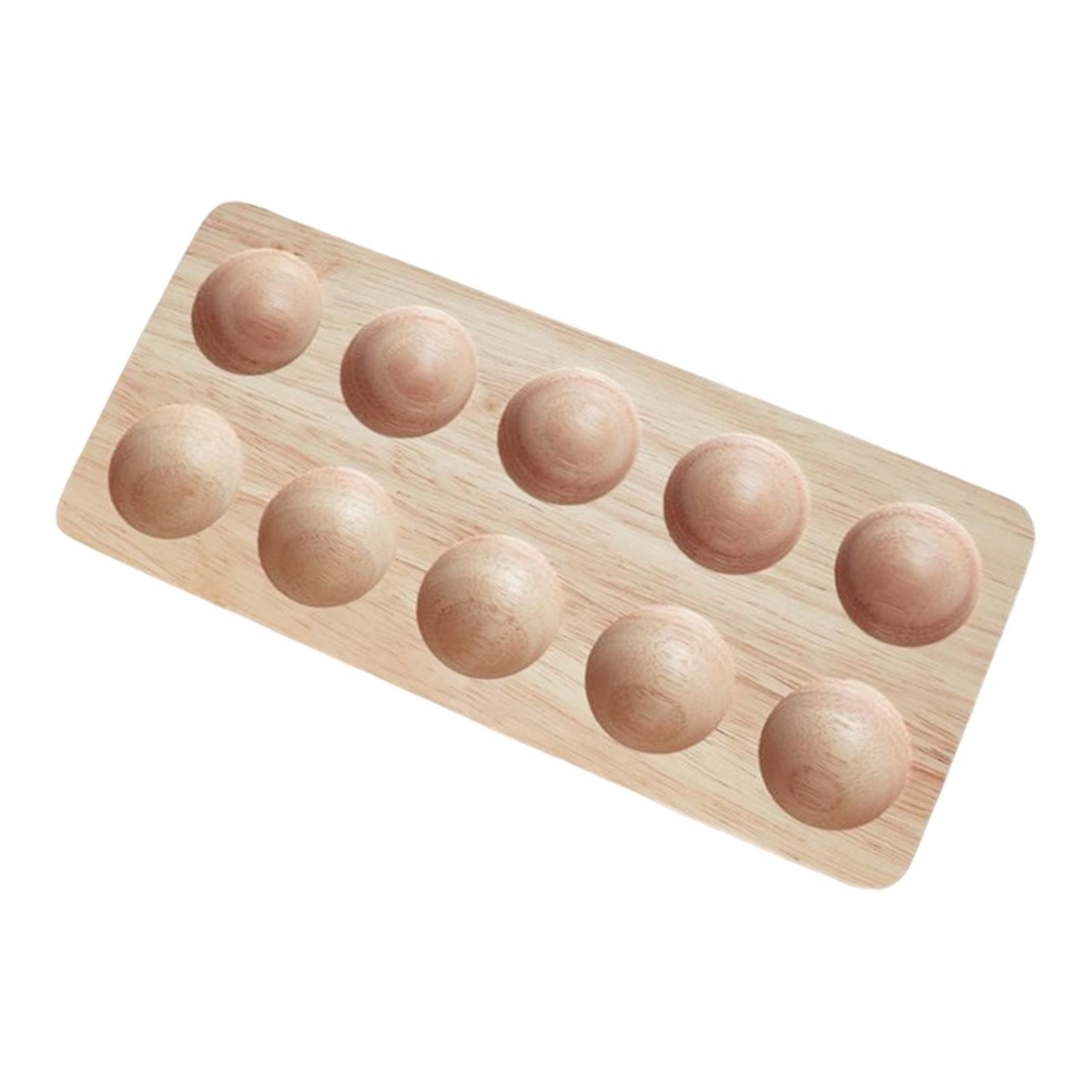 Wooden Egg Holder Double Row Sturdy Durable Portable Practical Storage Tray Container for Household Refrigerator Kitchen Countertop Tabletop 10 Slot