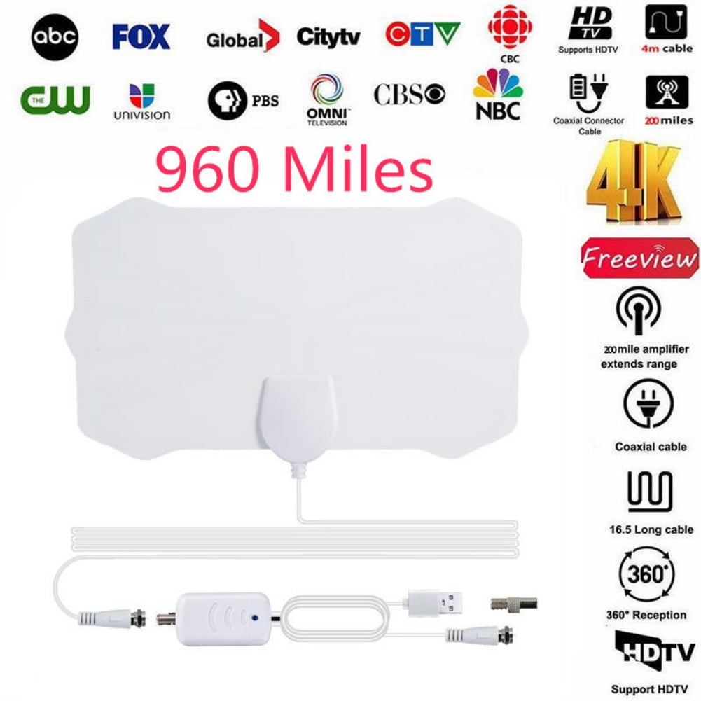 100Mile 1080P HD Digital Indoor Amplified TV Antenna HDTV with Amplifier VHF/UHF 