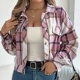 thumbnail image 4 of Ashirexll Winter Jackets for Women, Winter Coats for Women, Women's Fall Coats Plaid Wool Long Sleeve Jacket with Fake Pocket, 4 of 6