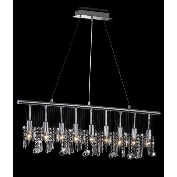 Artistry Lighting Chorus Line Collection 36"x06"x40" Polished Chrome 9-Light Hanging Crystal Chandelier