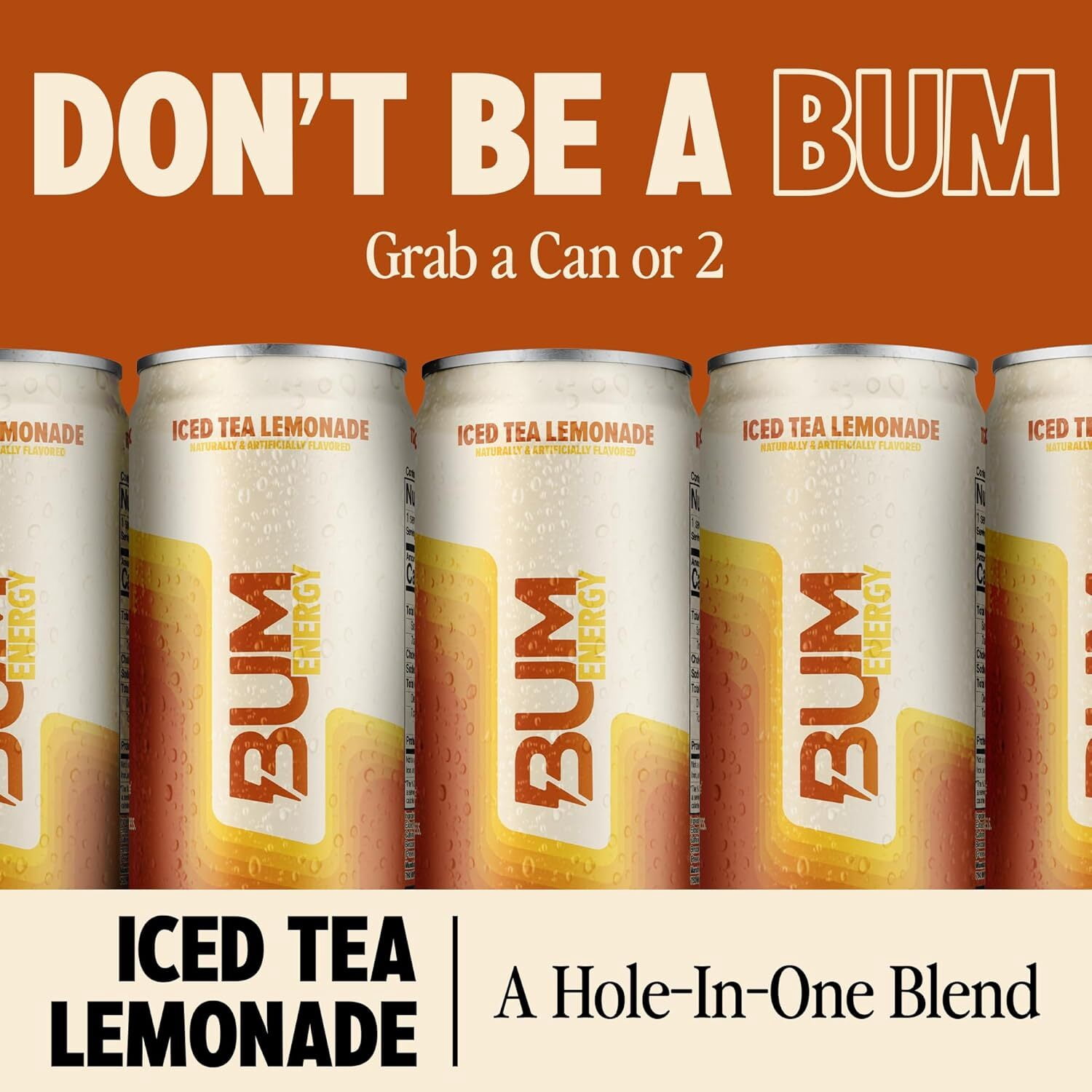 BUM Energy Iced Tea Lemonade Energy Drink, Zero Sugar, 112mg Natural Caffeine, Crash Free Focus, 12 fl oz Can
