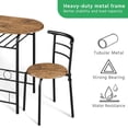 thumbnail image 3 of RONG-3 3 Piece Dining Table Set, Kitchen Table & Chair Sets for 2, Compact Bistro Table Set with Steel Legs, Built-in Wine Rack for Small Space, Apartment, Breakfast Nook,Brown, 3 of 10