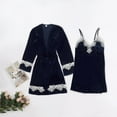 thumbnail image 3 of Mrat Pajamas for Women Pajama Sets 2PC Nightgown Gold Cute Lingerie Lingerie Skirt Ladies Pajamas Velvet Pajamas Lace Nightdress Sleepwear Trousers Navy_C XXL, 3 of 8