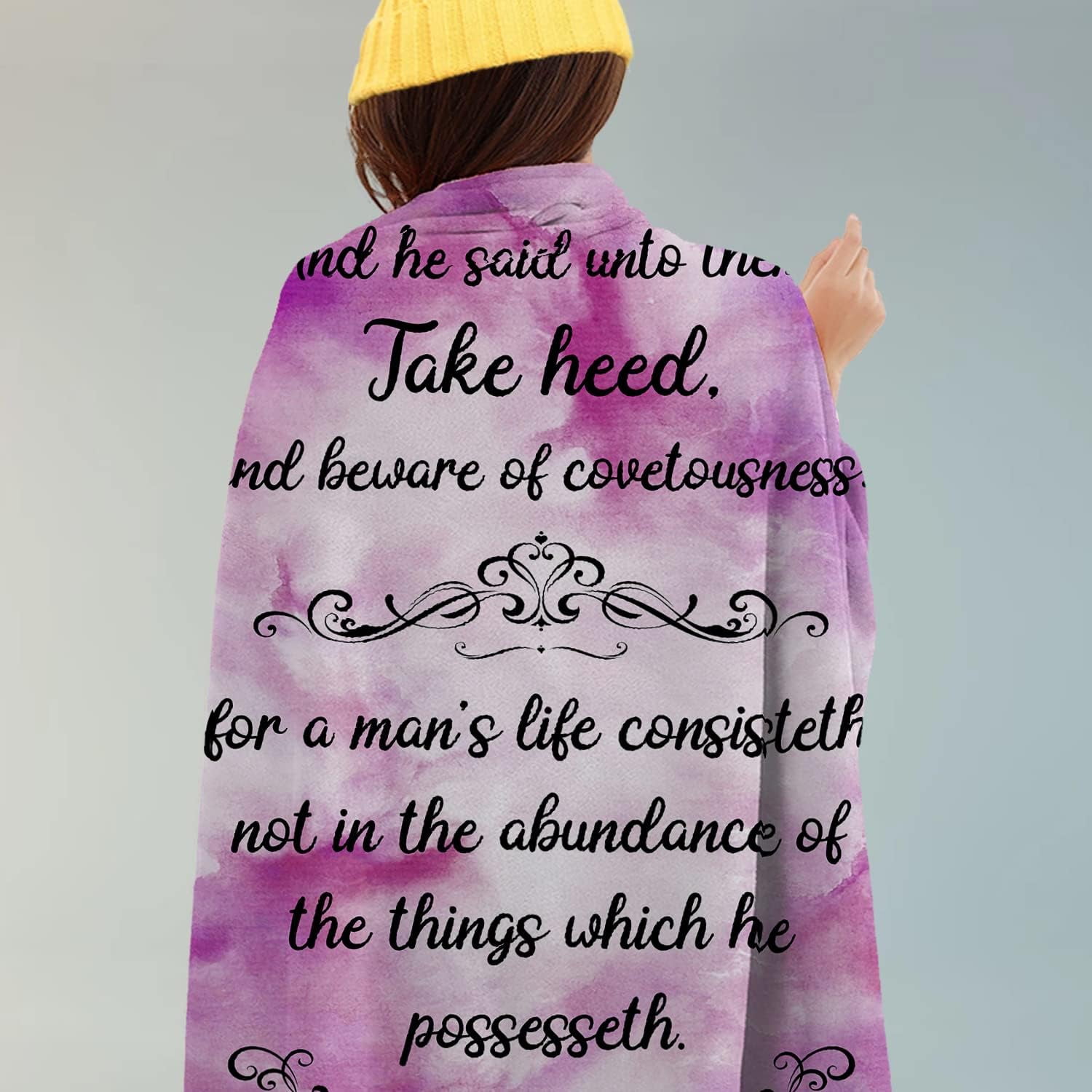 Bible Verse Healing Blanket Christian Blanket Religious Gifts Inspirational Quotes Blanket Gift Spiritual Gift for Women Men Friends Cozy Purple Flannel Blanket and Throws 60x80 Inch